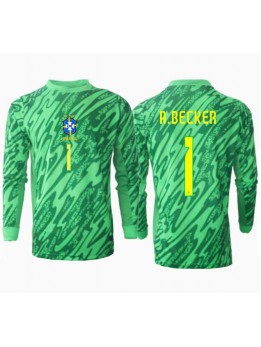 Brasilien Alisson Becker #1 Målvakt Replika Hemmakläder Copa America 2024 Långärmad